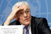 Head of the Department of Maternal, Newborn, Child and Adolescent Health at the World Health Organization(WHO) Dr Anthony Costello attends a news conference in Geneva, Switzerland, February 2, 2016. PHOTO BY REUTERS/Pierre Albouy
