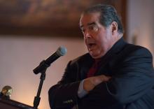 U.S. Supreme Court Justice Antonin Scalia speaks at an event sponsored by the Federalist Society at the New York Athletic Club in New York, October 13, 2014. PHOTO BY REUTERS/Darren Ornitz