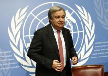 Antonio Guterres, United Nations High Commissioner for Refugees (UNHCR) arrives for a news conference at the United Nations in Geneva, Switzerland, December 18, 2015. PHOTO BY REUTERS/Denis Balibouse