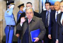 United Nations Secretary General Antonio Guterres arrives for the Conference on Cyprus at the European headquarters of the United Nations in Geneva, Switzerland, January 12, 2017. PHOTO BY REUTERS/Pierre Albouy