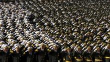 Turkish army officers stand at attention during a Republic Day ceremony at Anitkabir, the mausoleum of modern Turkey's founder Ataturk, in Ankara, Turkey, October 29, 2015. Turkey marks the 92nd anniversary of the Turkish Republic. PHOTO BY REUTERS/Umit Bektas