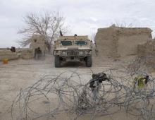 An Afghan National Army (ANA) vehicle is seen parked at an outpost in Helmand province, Afghanistan, December 25, 2015. PHOTO BY REUTERS/Abdul Malik