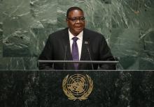 President Arthur Peter Mutharika of Malawi addresses attendees during the 70th session of the United Nations General Assembly at the U.N. Headquarters in New York, September 29, 2015. PHOTO BY REUTERS/Mike Segar