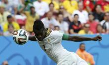 Ghana's Asamoah Gyan heads to score against Portugal during their 2014 World Cup Group G soccer match at the Brasilia national stadium in Brasilia, June 26, 2014. PHOTO BY REUTERS/Jorge Silva