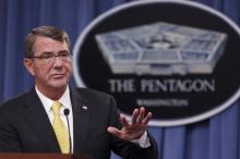 U.S. Defense Secretary Ash Carter holds a news conference at the Pentagon in Arlington, Virginia, August 20, 2015. PHOTO BY REUTERS/Jonathan Ernst