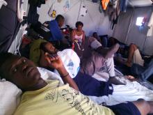 Congolese basketball player Christ Wamba takes a selfie as he rests inside a tent at the Moria camp for refugees and migrants on the island of Lesbos, Greece, June 5, 2016. PHOTO BY REUTERS/Christ Wamba