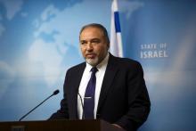 Israel's Foreign Minister Avigdor Lieberman gives a statement to the media at his Jerusalem office, December 2, 2014. PHOTO BY REUTERS/ Ronen Zvulun