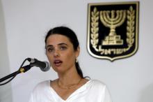 Ayelet Shaked, Israel's new Justice Minister of the far-right Jewish Home party, speaks during a ceremony at the Justice Ministry in Jerusalem, May 17, 2015. PHOTO BY REUTERS/Gali Tibbon