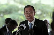 U.N. Secretary General Ban Ki-moon, speaks during an event marking 4th anniversary of the bombing of the Abuja United Nations building by Boko Haram members in Abuja, Nigeria, August 24, 2015. PHOTO BY REUTERS/Afolabi Sotunde