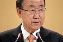 United Nations (U.N.) Secretary-General Ban Ki-moon addresses the 65th session of the United Nations High Commissioner for Refugees' (UNHCR) Executive Committee meeting at the U.N. European headquarters in Geneva