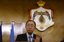 United Nations (U.N.) Secretary-General Ban Ki-moon speaks during a news conference at the Foreign Ministry in Amman, March 27, 2016. PHOTO BY REUTERS/Muhammad Hamed