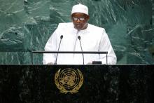 Gambia's President Adama Barrow addresses the 73rd session of the United Nations General Assembly at U.N. headquarters in New York, U.S., September 25, 2018. PHOTO BY REUTERS/Eduardo Munoz