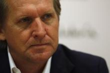 Bernd Schuster of Germany listens to a question during his official presentation at La Rosaleda stadium in Malaga, southern Spain