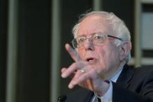 U.S. Democratic presidential candidate and U.S. Senator Bernie Sanders speaks at a community forum about contaminated water in Flint, Michigan, February 25, 2016. PHOTO BY REUTERS/Brian Snyder