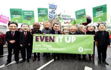 Oxfam’s Big Heads depict G20 leaders take part in protests ahead of the upcoming G20 summit in Hamburg, Germany July 2, 2017. REUTERS/Fabian Bimmer