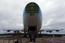 A Boeing 747 set to be dismantled is seen in the recycling yard of Air Salvage International (ASI) in Kemble, central England