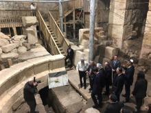 White House national security adviser John Bolton visits a theatre-like structure discovered during excavation works underneath Wilson's Arch in the Western Wall tunnels in Jerusalem's Old City, January 6, 2019. PHOTO BY REUTERS/Steve Holland