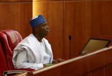 Senator Bukola Saraki looks on after being elected as the senate president of the 8th Nigeria Assembly in Abuja, Nigeria, June 9, 2015. PHOTO BY REUTERS/Afolabi Sotunde
