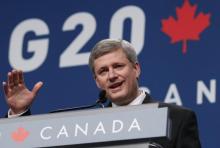 Canadian Prime Minister Stephen Harper speaks at his closing news conference at the G20 Summit in Toronto
