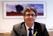 Former Catalan leader Carles Puigdemont attends a meeting with his party 'Junts per Catalunya' parliament group in Brussels, Belgium, January 12, 2018. PHOTO BY REUTERS/Francois Lenoir