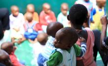 Abandoned children are seen during a group singing session at a home in Uganda's capital Kampala, May 14, 2015. PHOTO BY REUTERS/James Akena