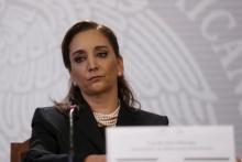 Claudia Ruiz Massieu, Minister of Foreign Affairs, looks on during a news conference at the Foreign Affairs building in Mexico City, September 14, 2015. PHOTO BY REUTERS/Edgard Garrido