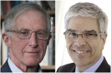 A combination picture shows William D. Nordhaus (L) and Paul Romer, who have won the 2018 Nobel Economics Prize. PHOTO BY REUTERS/CNW/BBVA Foundation Award to William Nordhaus/NYU Stern School of Business