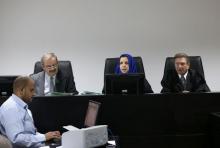 Palestinian judges discuss a petition to suspend municipal elections, at the High Court office in the West Bank city of Ramallah, September 8, 2016. PHOTO BY REUTERS/Mohamad Torokman