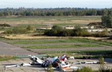 The wreckage of the Polish Tupolev Tu-154M presidential aircraft is seen at the airport in Smolensk October 1, 2010. The plane crashed at the airport in April, killing the Polish president Lech Kaczynski and 95 others. PHOTO BY REUTERS/Lidia Kelly
