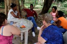 A group of Cuban migrants share travel stories outside the Caritas shelter for migrants in Panama City, Panama, January 13, 2017. PHOTO BY REUTERS/Melchor Herrera