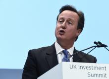 Britain's Prime Minister David Cameron delivers a speech to business leaders at a UK Investment Summit at the Celtic Manor Resort in Newport, south Wales, November 21, 2014. PHOTO BY REUTERS/Rebecca Naden