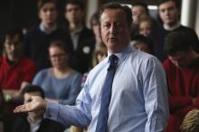 Britain's Prime Minister David Cameron addresses students at Exeter University in Exeter, Britain, April 7, 2016. PHOTO BY REUTERS/Dan Kitwood