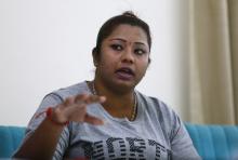 Deepa Subramaniam, 30, speaks during an interview in Petaling Jaya, near Kuala Lumpur