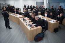 Defendants of the the far-right group "Gruppe Freital" wait for their verdict in a courtroom in Dresden, Germany, March 7, 2018. PHOTO BY REUTERS/Sebastian Kahnert