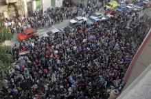Egyptian doctors demonstrate in front of the Doctors Union in Cairo, Egypt, February 12, 2016. PHOTO BY REUTERS/Stringer