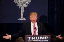 Republican U.S. presidential candidate Donald Trump speaks at a campaign town hall meeting in Mount Pleasant, South Carolina, February 15, 2016. PHOTO BY REUTERS/Randall Hill