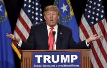 U.S. Republican presidential candidate and businessman Donald Trump speaks at a campaign rally at the South Point Resort and Casino in Las Vegas, Nevada, January 21, 2016. PHOTO BY REUTERS/David Becker