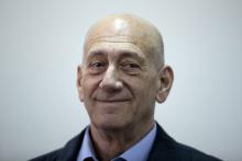 Former Israeli Prime Minister Ehud Olmert is seen in Jerusalem District Court, March 30, 2015. PHOTO BY REUTERS/Abir Sultan