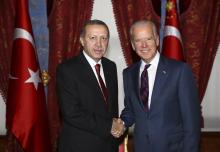 U.S. Vice President Joe Biden (R) shakes hands with Turkey's President Tayyip Erdogan during their meeting at Beylerbeyi Palace in Istanbul, November 22, 2014. PHOTO BY REUTERS/Kayhan Ozer