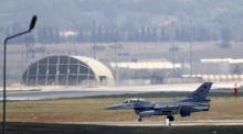 A Turkish Air Force F-16 fighter jet lands at Incirlik air base in Adana, Turkey, in this August 11, 2015 file photo. PHOTO BY REUTERS/Murad Sezer
