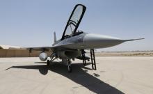 U.S. F-16 fighter jet is seen during an official ceremony to receive four of these aircrafts from the U.S. at the tarmac a military base in Balad, Iraq, July 20, 2015. PHOTO BY REUTERS/Thaier Al-Sudani