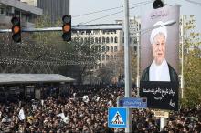 Mourners gather during the funeral of former president Ali Akbar Hashemi Rafsanjani in Tehran, Iran, January 10, 2017. PHOTO BY REUTERS/Tasnim News Agency