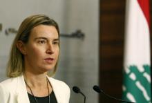 European Union High Representative for Foreign Affairs and Security Policy Federica Mogherini speaks during a news conference after meeting with Lebanon's Prime Minister Tammam Salam at the government palace in Beirut, December 9, 2014. PHOTO BY REUTERS/Mohamed Azakir