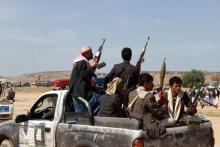 Members of the Houthi movement patrol an area near a tribal gathering held to show support to the movement in the northern city of Saada, Yemen, August 2, 2016. PHOTO BY REUTERS/Naif Rahma