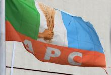 An APC flag is pictured at the All Progressive Congress (APC) national headquarters in Abuja, Nigeria, July 5, 2018. PHOTO BY REUTERS/Afolabi Sotunde