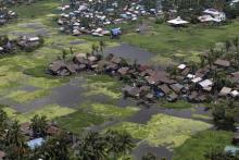 An aerial view of a part of Sittwe city at Sittwe, Rakhine state, August 5, 2015. PHOTO BY REUTERS/Soe Zeya Tun