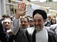Former president Mohammad Khatami arrives to vote during the Iranian presidential election in northern Tehran