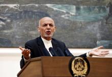 Afghan President Ashraf Ghani speaks during a news conference in Kabul, Afghanistan, July 15, 2018. PHOTO BY REUTERS/Mohammad Ismail