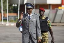 Burkina Faso's coup leader General Gilbert Diendere arrives at the airport to greet foreign heads of state in Ouagadougou, Burkina Faso. PHOTO BY REUTERS/Joe Penney
