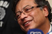Gustavo Petro, presidential candidate, speaks during a press conference after knowing the results of the legislative elections in Bogota, Colombia, March 11, 2018. PHOTO BY REUTERS/Felipe Caicedo